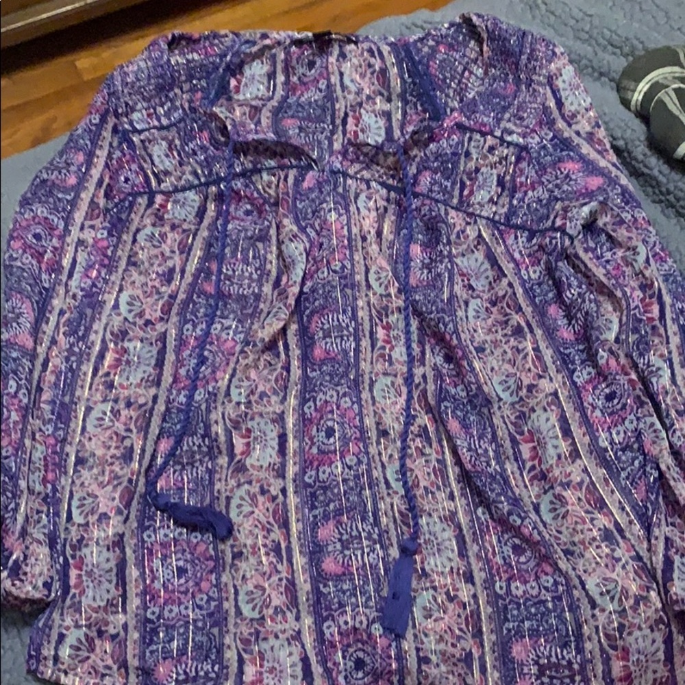 Purple and blue see through blouse